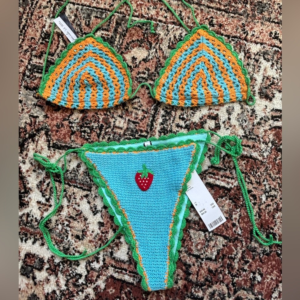 NWT Urban Outfitters Colourful Crochet Bikini Set *pls read description*